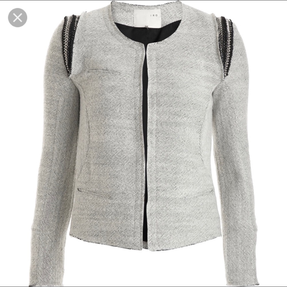 IRO Amina Gray Wool Jacket Hardware Detailing Sz 0
